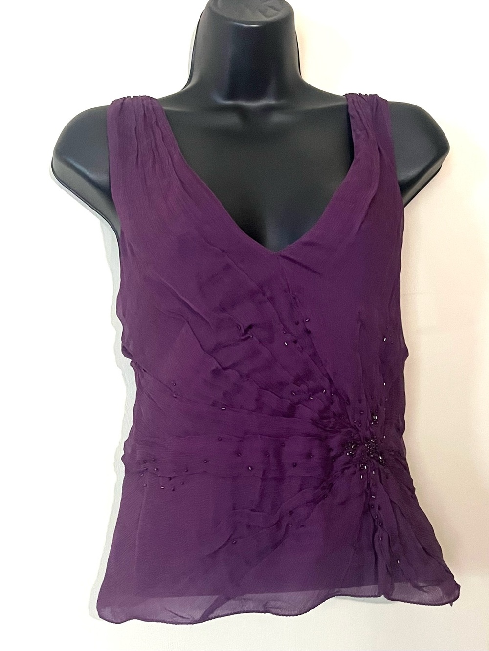 Silk sheer fairy top Max Studio M purple dainty feminine peplum
